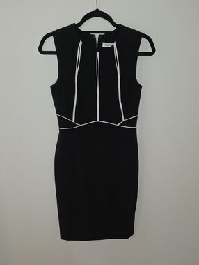 Calvin Klein Black Mini Dress with White Contrast Trim